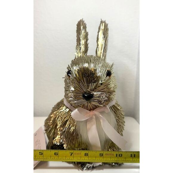 Rachel Zoe Mirror Silver Straw EASTER BUNNY With Pink BOW - Picture 5 of 7